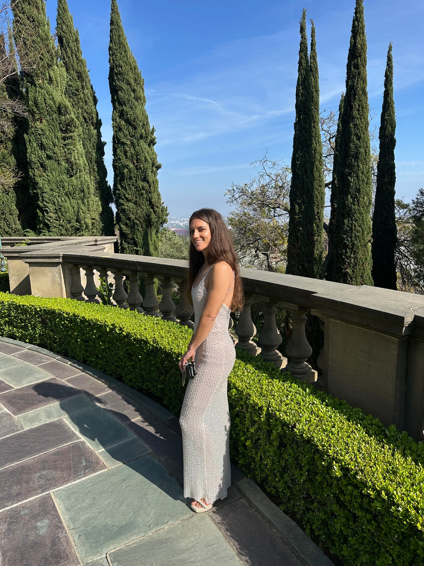 Moonlit Waves Beaded Backless Gown