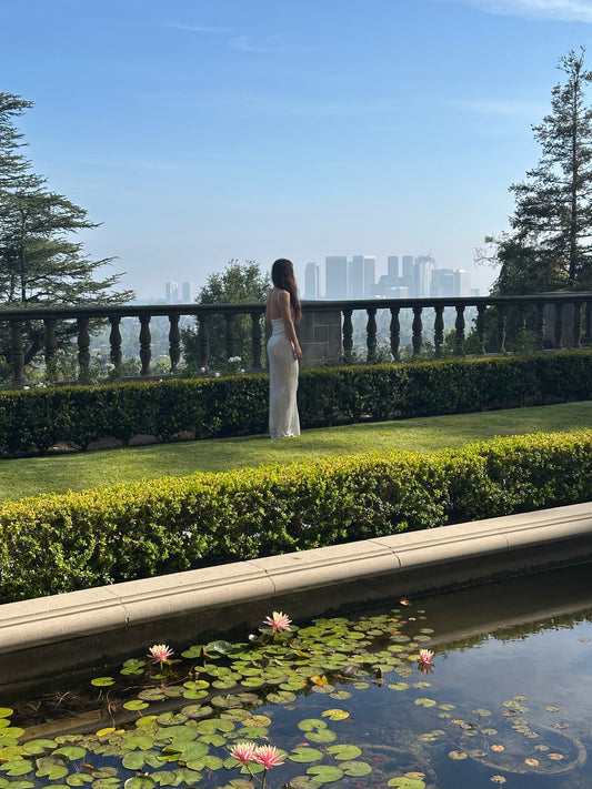 Moonlit Waves Beaded Backless Gown