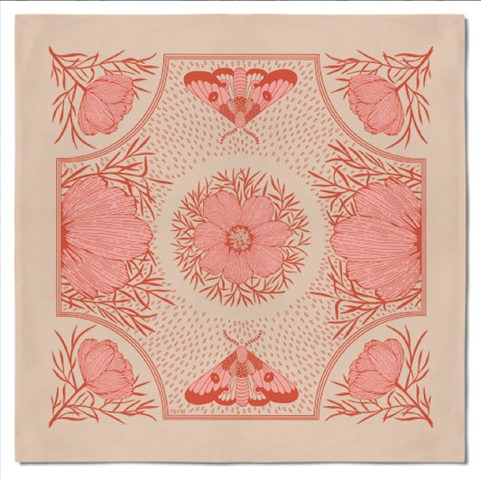 Cosmo and Moth Pink Cotton Outdoor Bandana