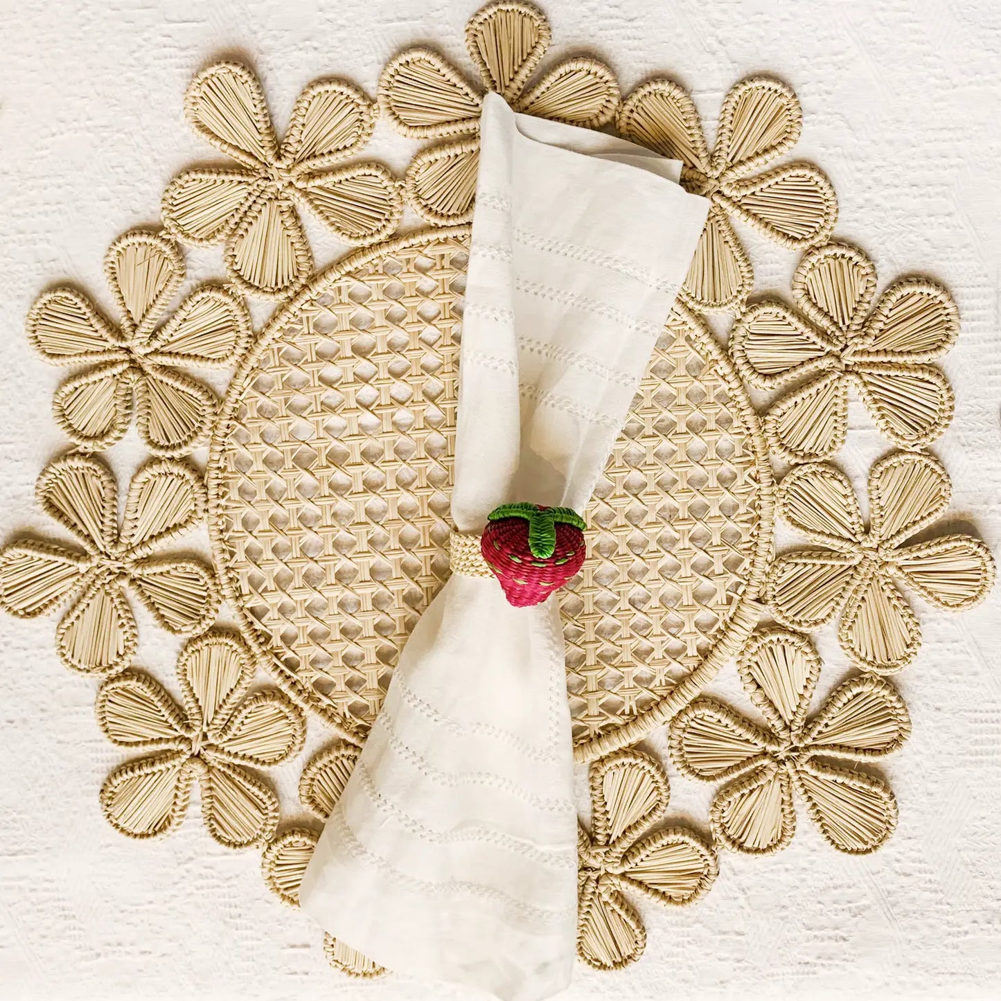 Flowers Around Iraca Placemat - Straw Raffia Tableware