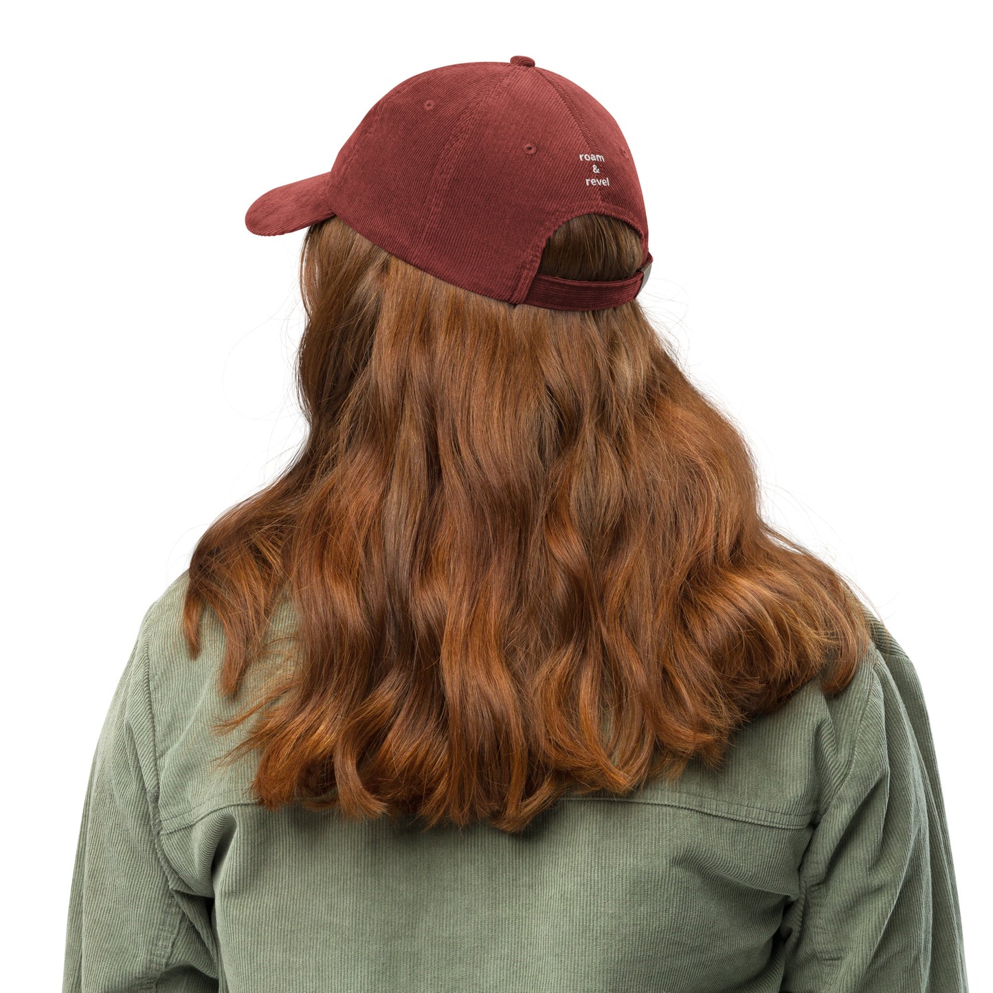 Roam Wild burgendy corduroy cap