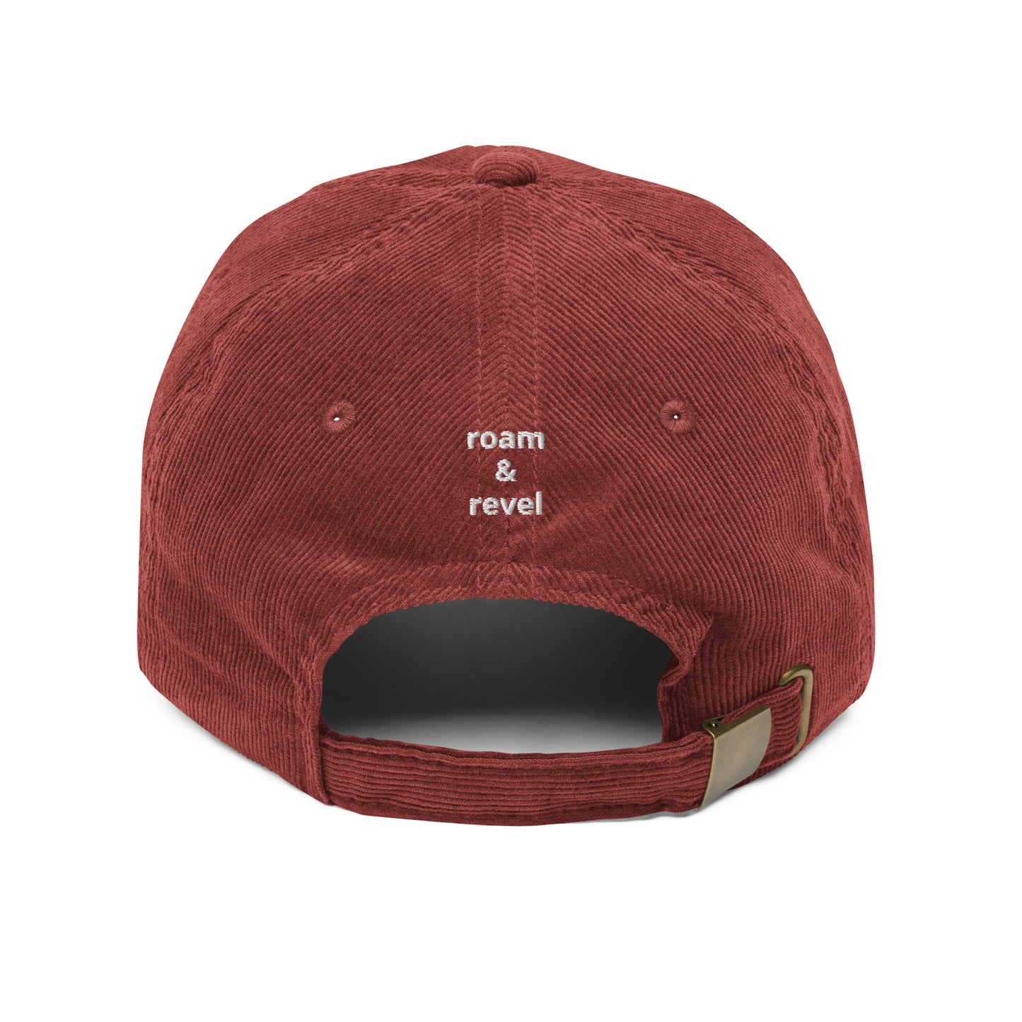 Roam Wild burgendy corduroy cap