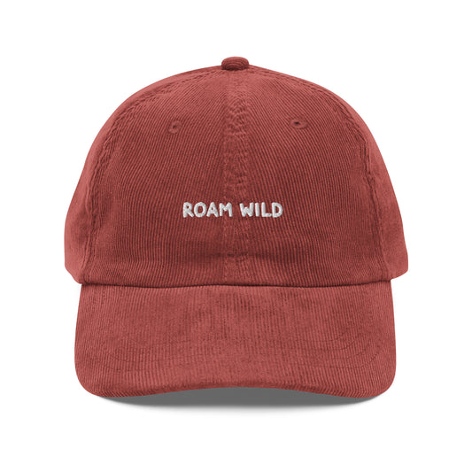 Roam Wild burgendy corduroy cap