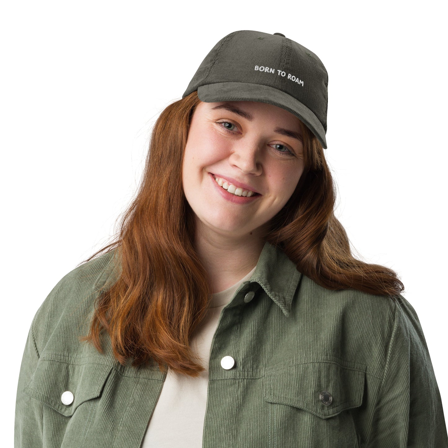 Born to Roam Olive corduroy cap